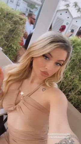 Italian Blonde Model Smoking