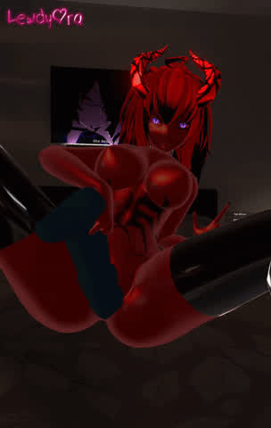 Dildo Honey Demon Masturbating VR gif