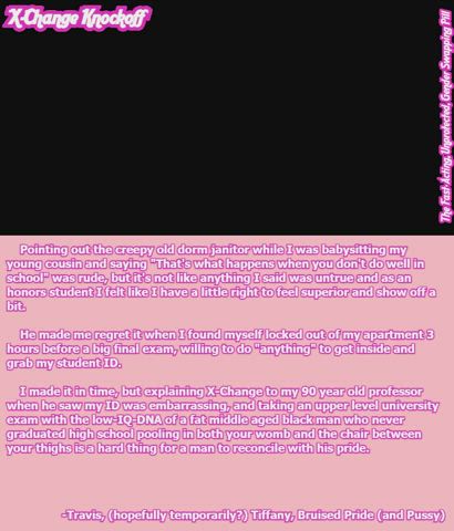 Travis, (Hopefully Temporarily), Bruised Pride, and Pussy (TW: Raceplay)