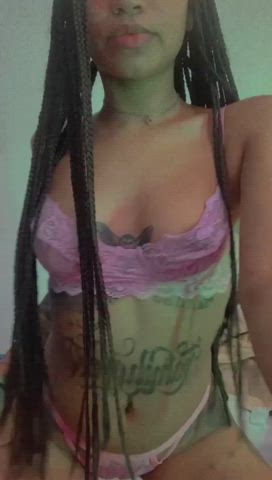 ebony latina model seduction skinny small tits tattoo teen gif