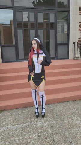 Flashing in front of a church!