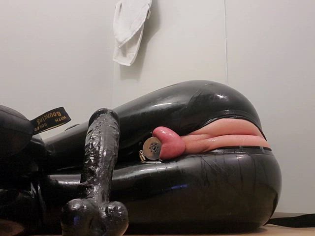 anal chastity latex sissy gif
