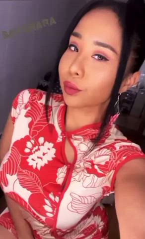 Asian Ebony MILF Ponytail gif