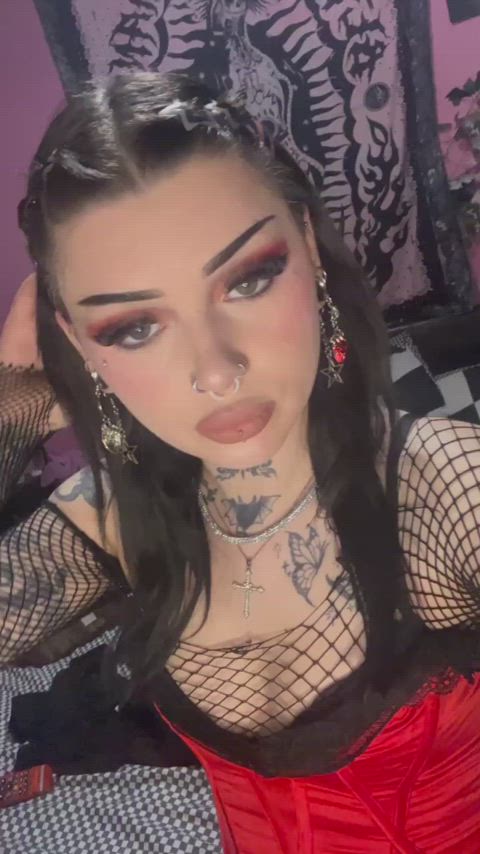 boobs goth onlyfans piercing solo tattoo tattooed teen thick-booty gif