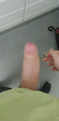 bathroom big dick cock exhibitionist gay jerk off penis public uncut gif