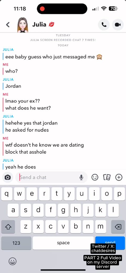 Convincing her boyfriend to let her send nudes to another guy...