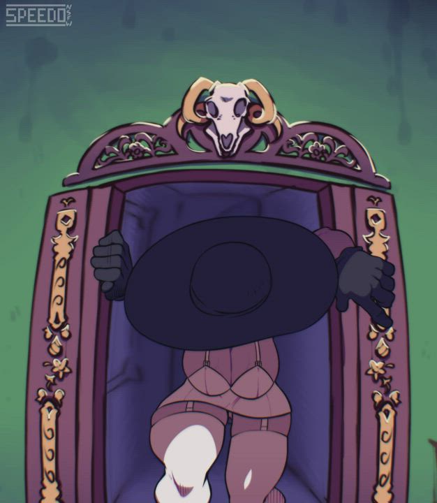 Alcina Dimitrescu takes a seat (Speedo)