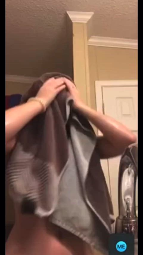 big tits redhead shower towel gif