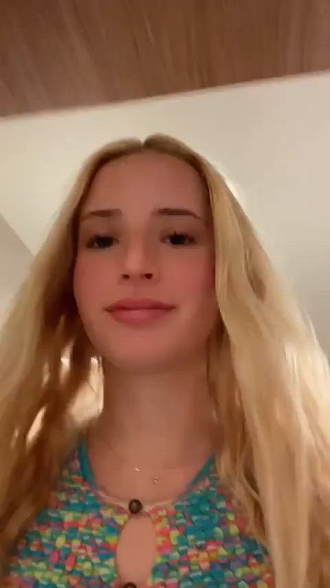 blonde flashing jiggling gif