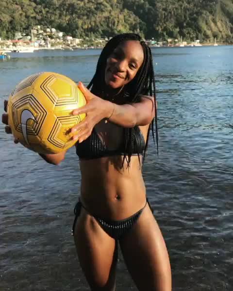 Crystal Dunn at the beach