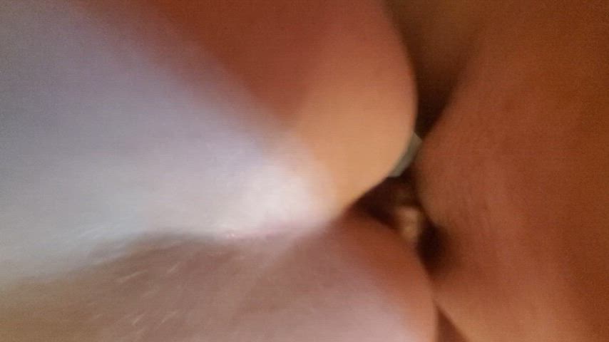 Giving her the slow strokes in standing doggy