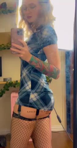 dress tease upskirt gif