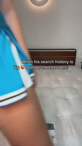 blonde cheerleader cosplay panties silk skirt tiktok r/tiktits r/titsworship gif