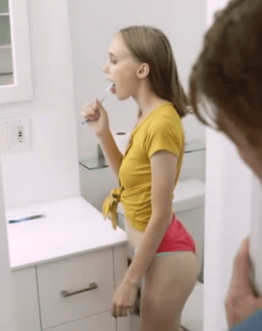 Blonde Sister Voyeur gif