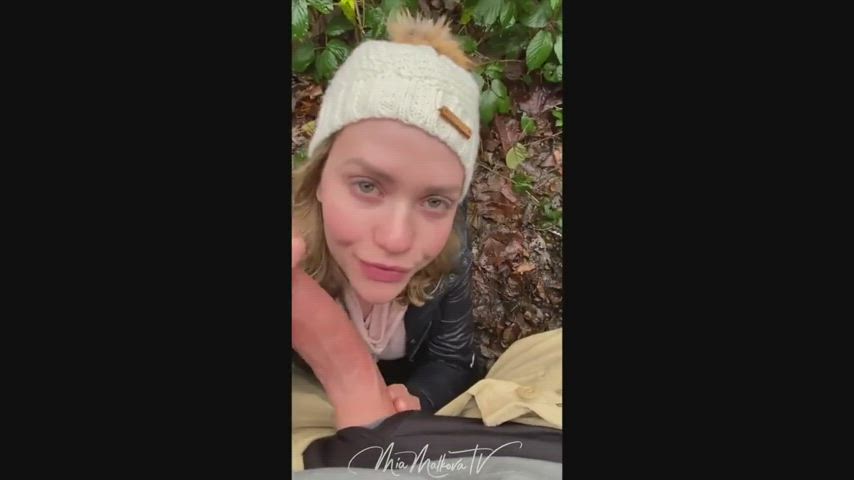 blowjob cum cum in mouth cum swallow cumshot mia malkova onlyfans outdoor gif