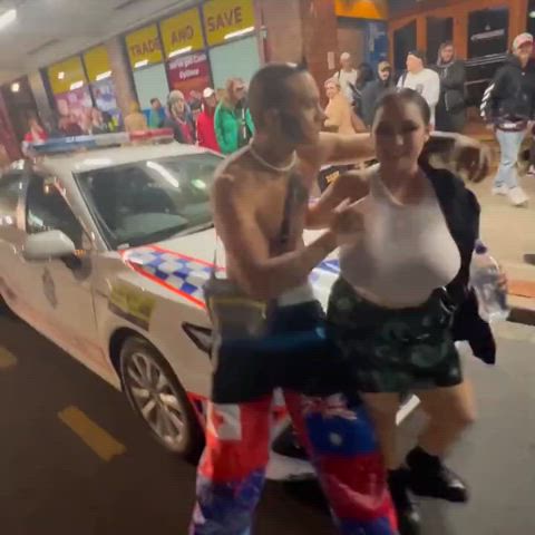 big tits kissing public gif