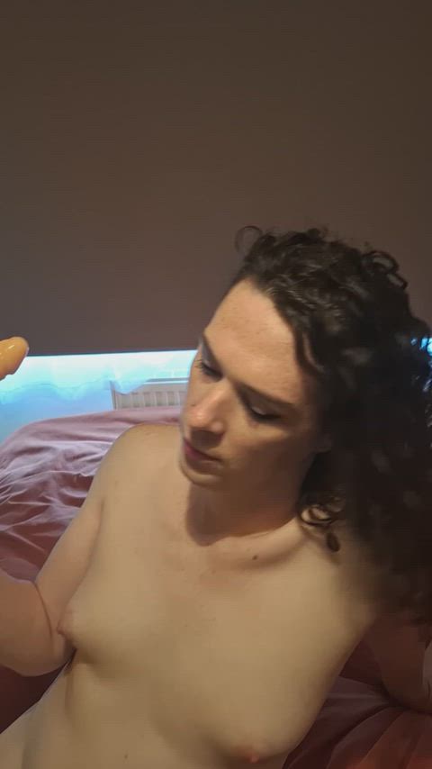 dildo femboy mtf oral throat trans trans woman gif