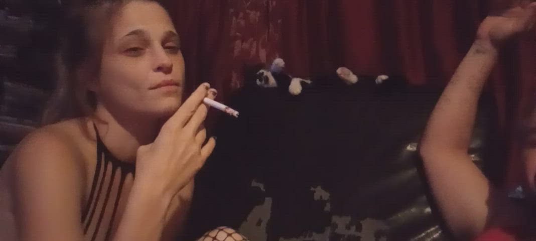 Brunette Homemade MILF Petite Real Couple Smoking Solo Wife Porn GIF by tnt-dynamite-couple18yrs