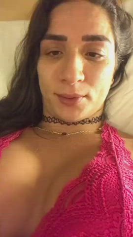 Boobs Close Up Erection Masturbating Monster Cock Teasing Trans gif