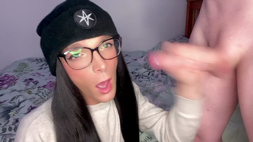 cock milking cock worship cum cumshot femboy handjob masturbating trans gif