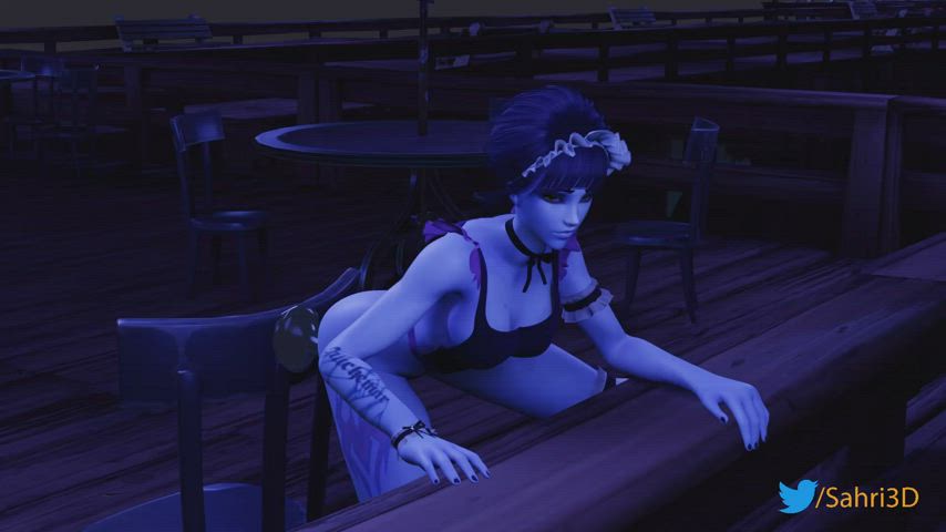 animation beach dildo maid masturbating nsfw night overwatch pussy solo gif