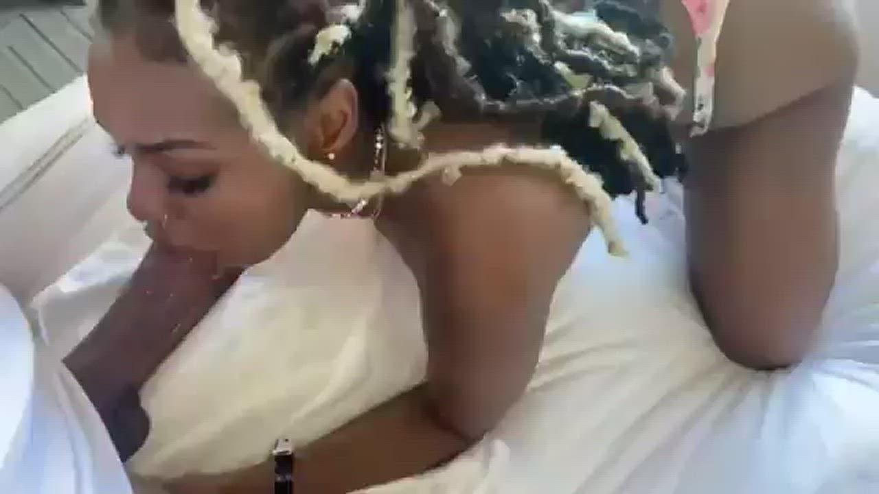 Big Dick Blowjob Ebony Couple Face Fuck Porn GIF by blackredgiffs