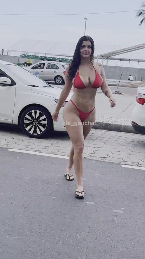 beach brazilian curly hair natural tits gif