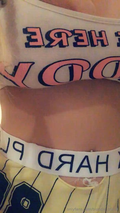 Blondie knows how to make daddy feel better after a hard day at work
