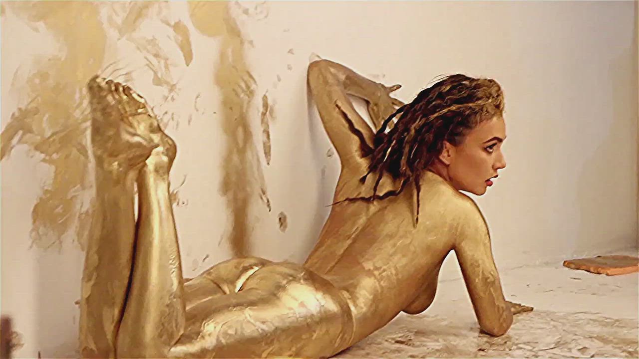 SEREBRO : Olga Seryabkina Topless Sideboob Lying Forward With Her Legs Up Covered