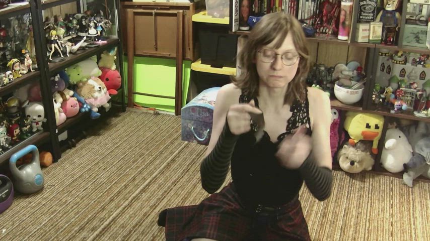 bondage clothed gagged glasses short hair trans trans woman gif