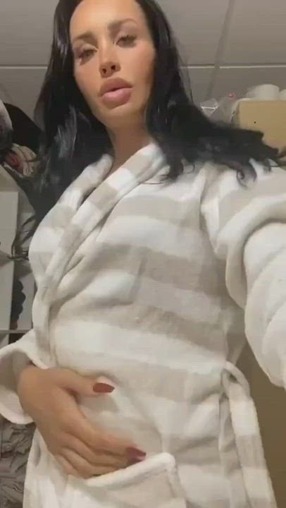 Big cock under her bathrobe. TS Kimberlee (gif)