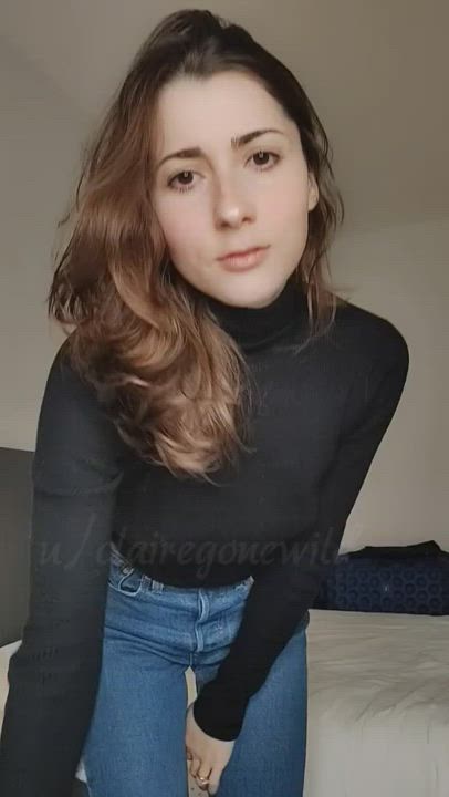 Brunette Clothed Jeans gif
