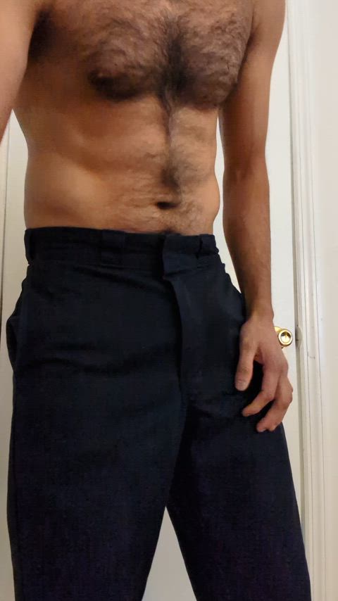 bulge cock hairy chest tease underwear gif