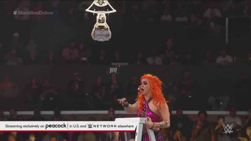 Gigi Dolin takes a ladder bump