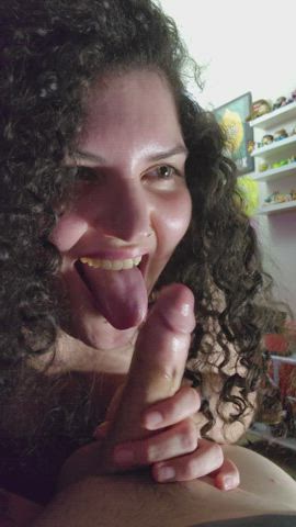 big dick blowjob curly hair sloppy gif