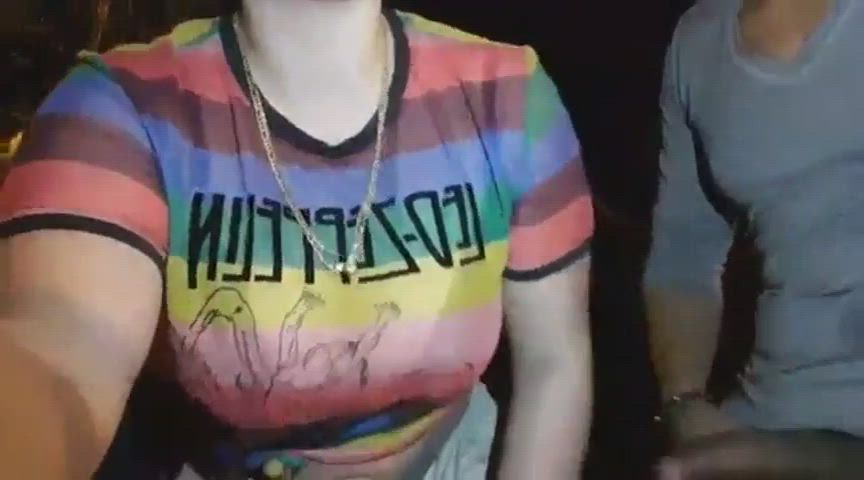 20 years old big dick big tits boobs busty colombian public teen threesome gif