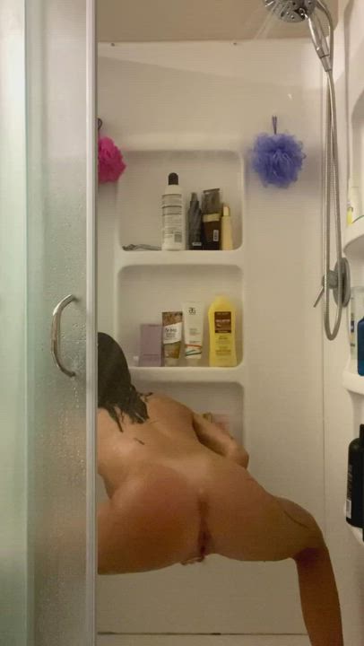 Clit Rubbing Fingering Shower gif