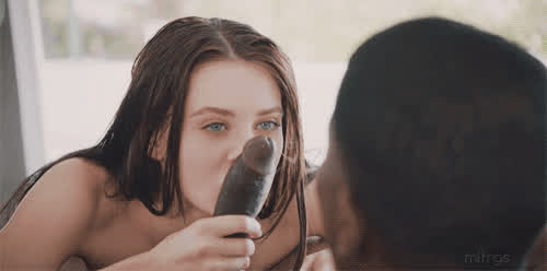 BBC Blue Eyes Cute Eye Contact Lana Rhoades Licking Lips Passionate Pornstar gif