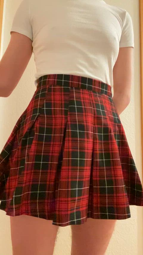 big clit hairy pussy pussy pussy lips schoolgirl skirt small tits tease upskirt gif