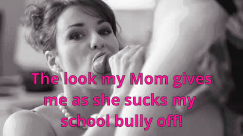 The look on mom's face while sucking the bully big dick.
