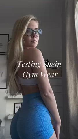 babe blonde bubble butt slave slut teasing thick tits yoga pants gif