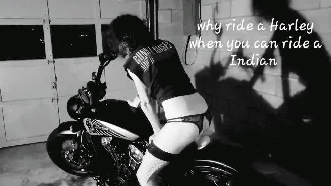 Rosie Peach Riding Indian Motorcycle