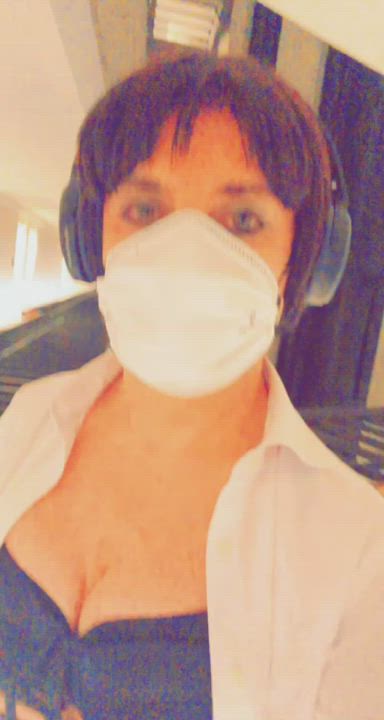 crossdressing doctor eye contact femboy sissy tits trans gif