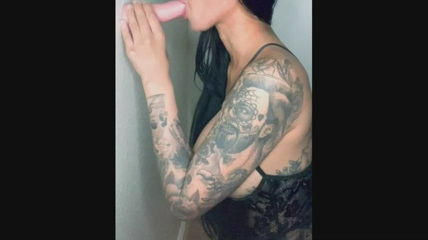Big Dick Dildo Sucking Tattoo Teen gif