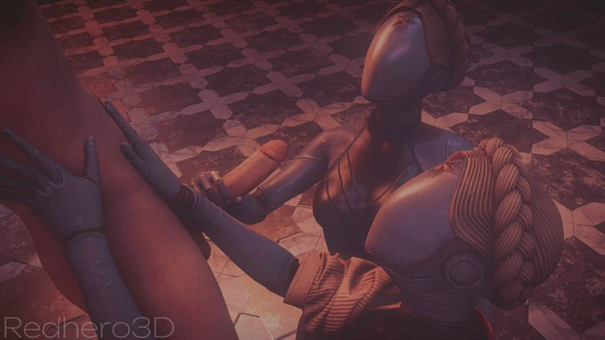 3d animation blonde cock eye contact handjob masturbating nsfw rule34 threesome gif