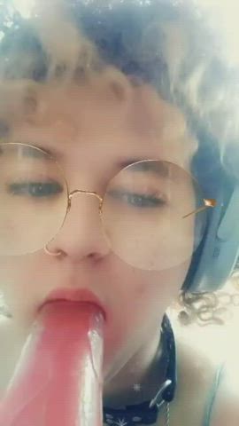 deepthroat dildo femboy sucking gif