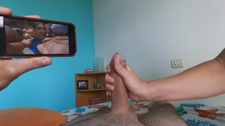 amateur couple handjob milf gif