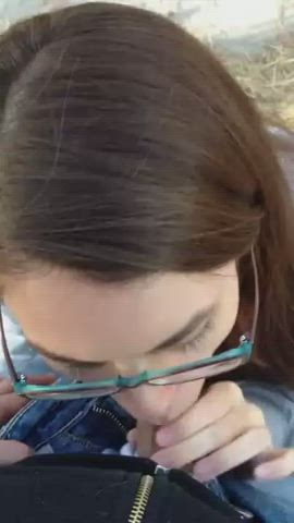 Amateur Blowjob Nerd gif