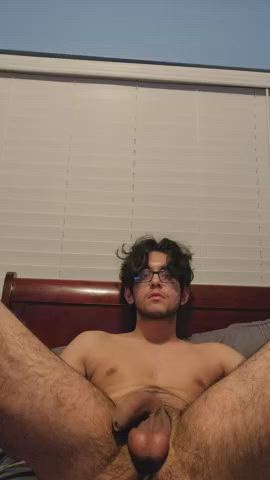 cock glasses jerk off twink gif