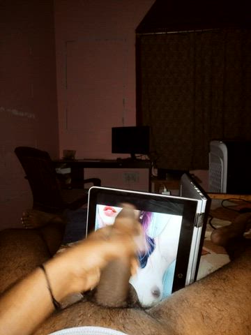 bbc blowjob cock cumshot masturbating natural tits gif